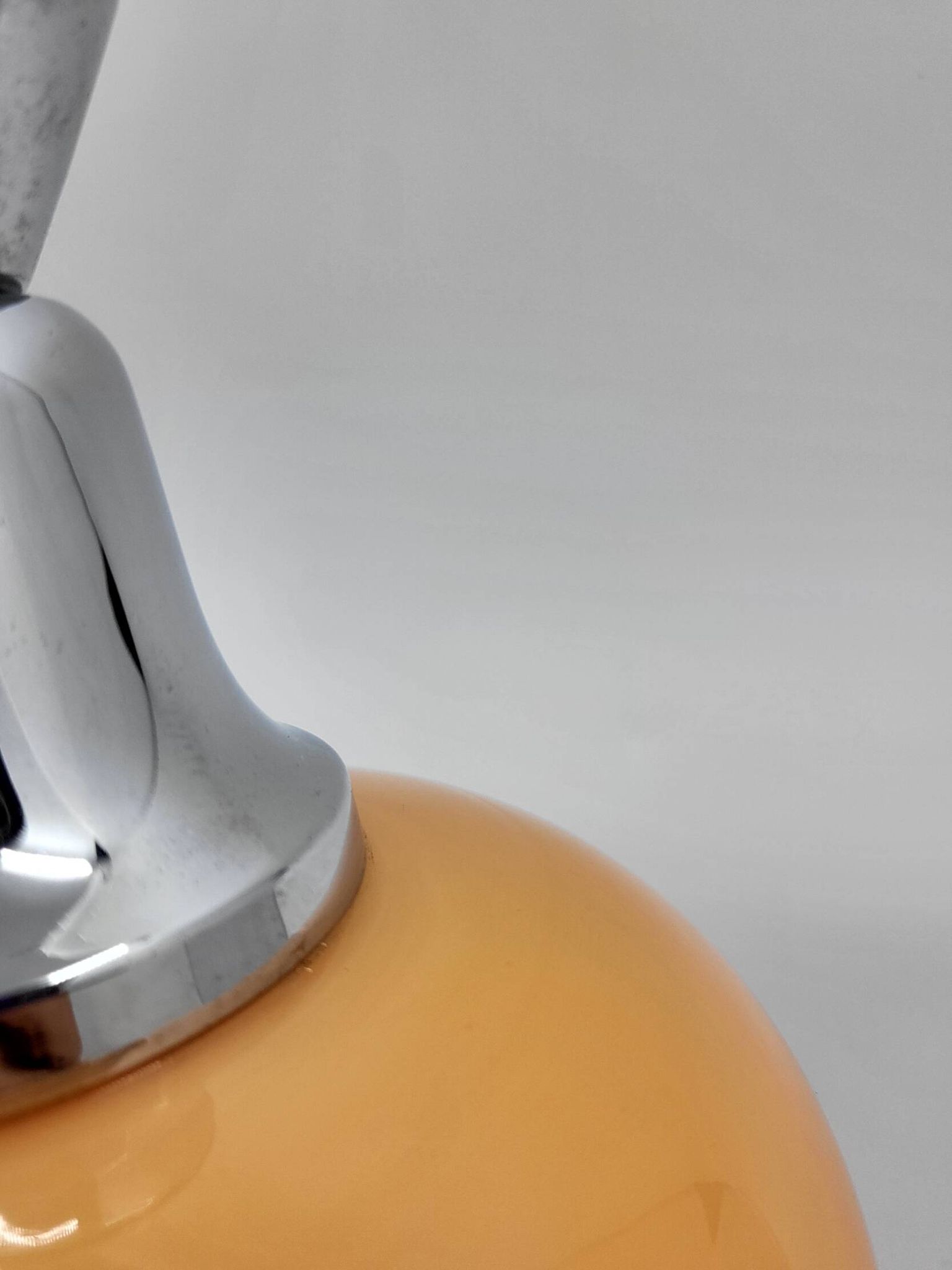 Diderot Delmas lamp in orange opaline with chrome base France 1970 Vintage