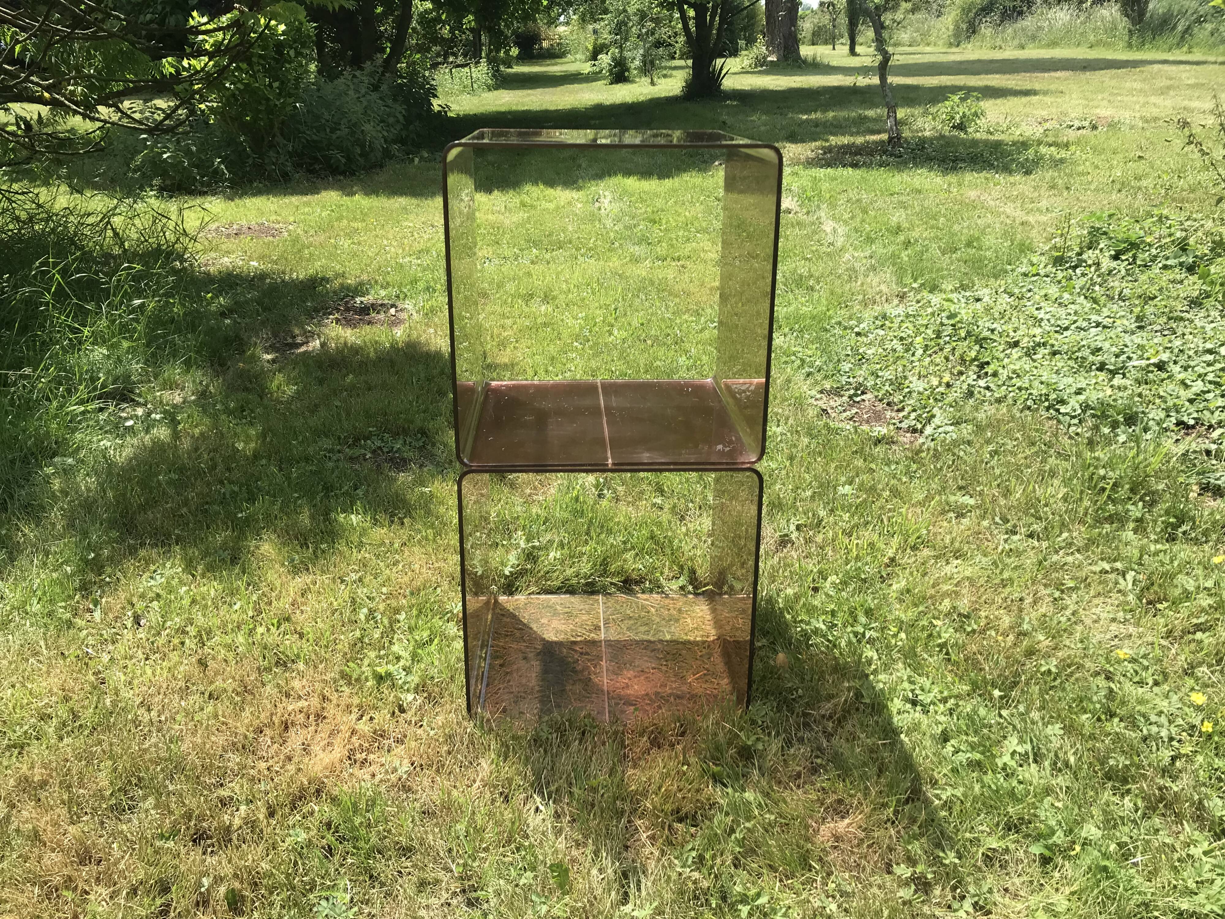 Pair of bedside tables in plexiglass smoked 70