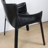 Fauteuil vintage en cuir noir - Années 80