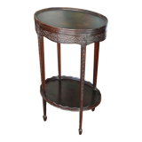 Carved wooden pedestal table with double trays 41 x 72 cm