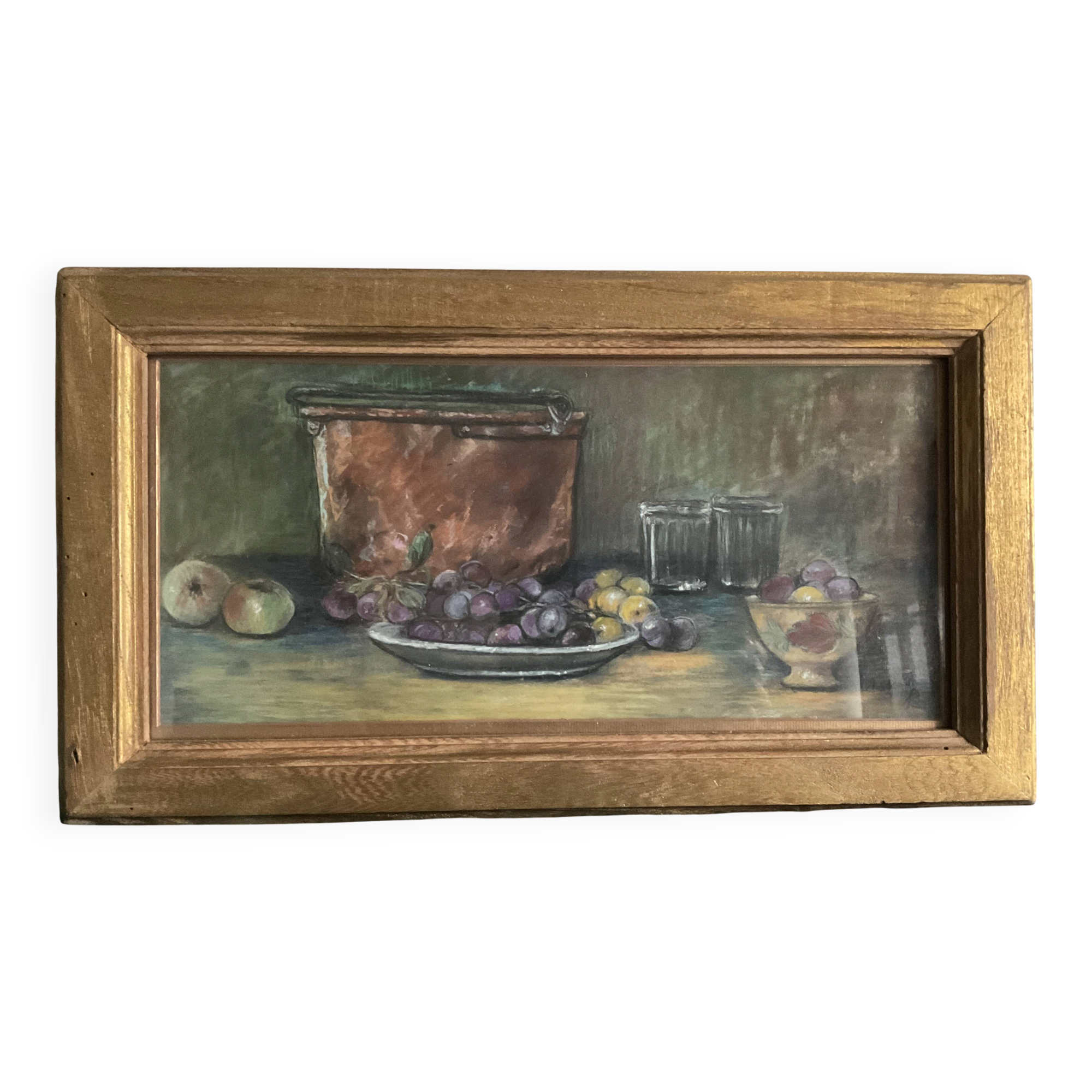 Tableau Nature morte aux fruits et pots de confiture