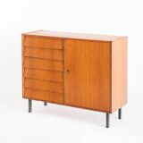 Vintage sideboard. Oak wood, drawers and door. France, 1960s