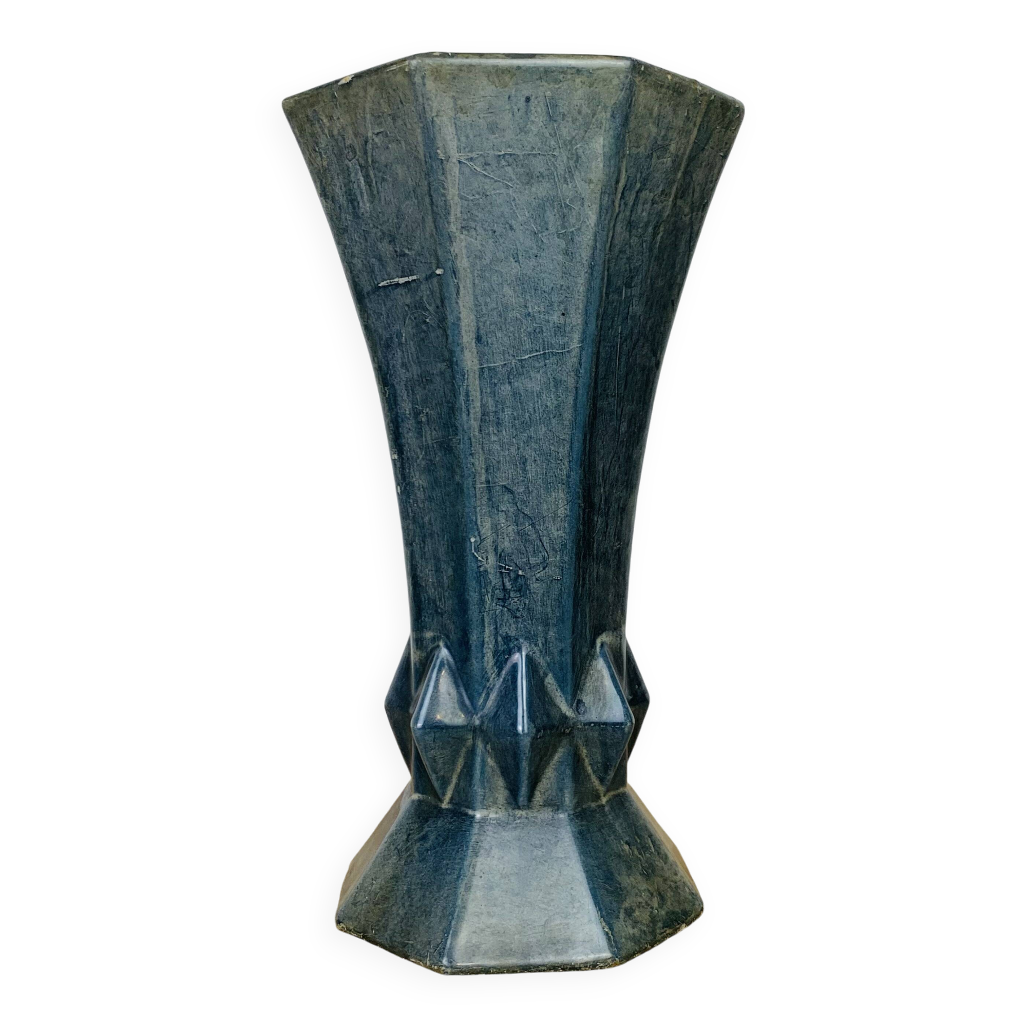 Art Deco enameled cast iron vase