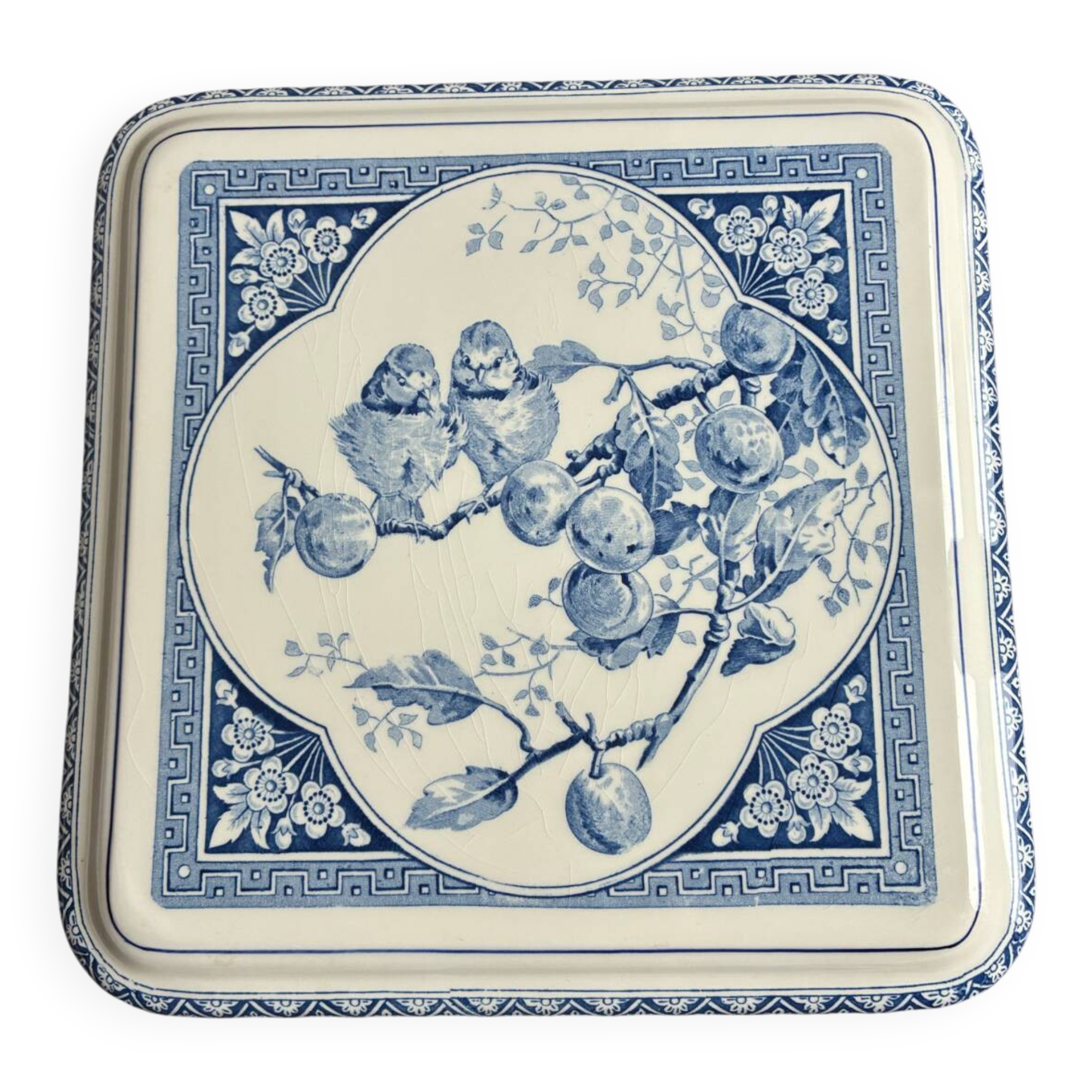 Gien blue birds trivet numbered