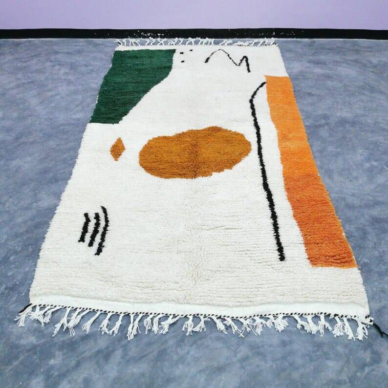 Hand-woven Beni Ouraine wool rug, size 150 x 250 cm