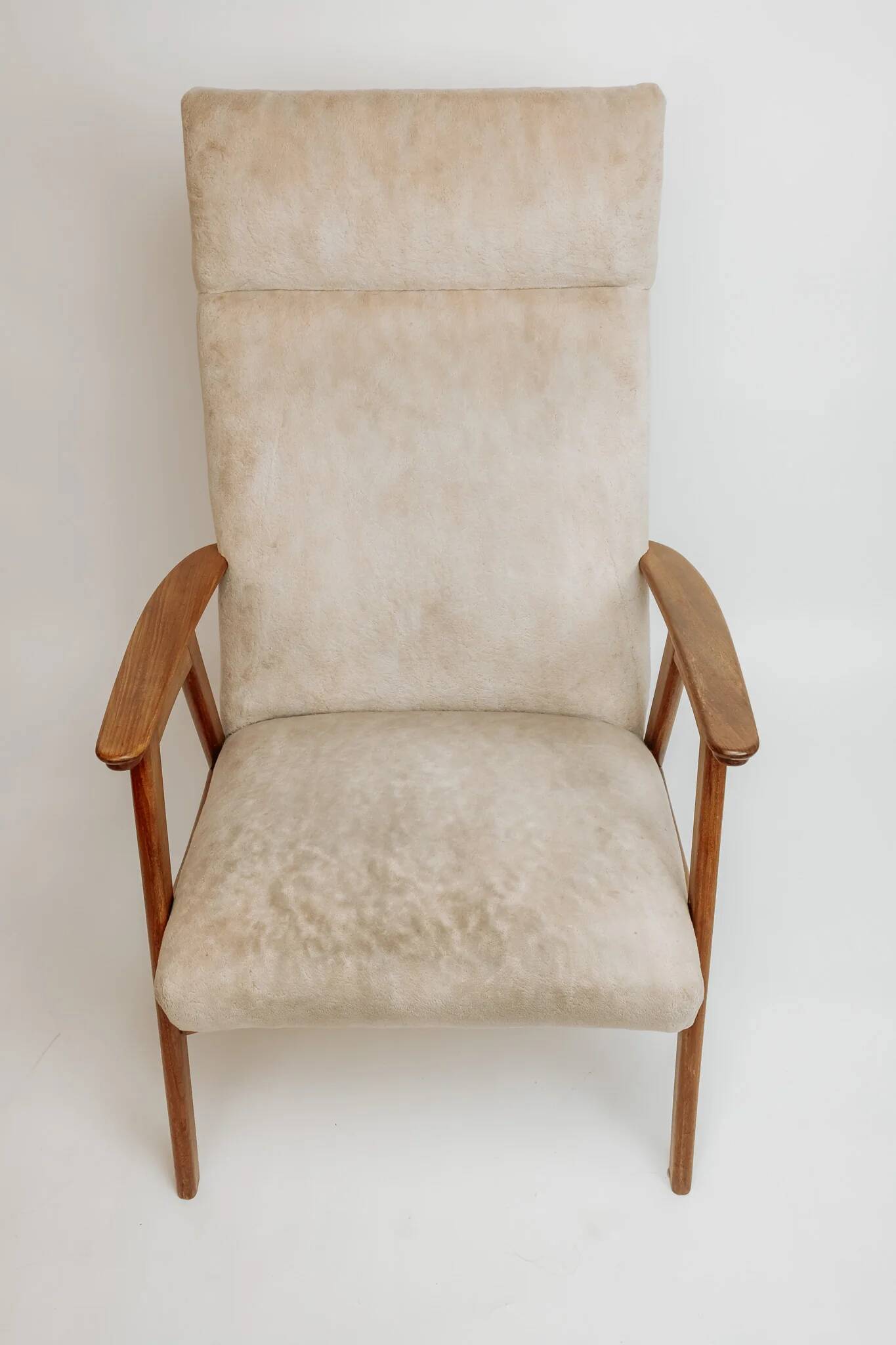 Vintage teak armchair, 1960s - Beige upholstery