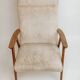 Vintage teak armchair, 1960s - Beige upholstery
