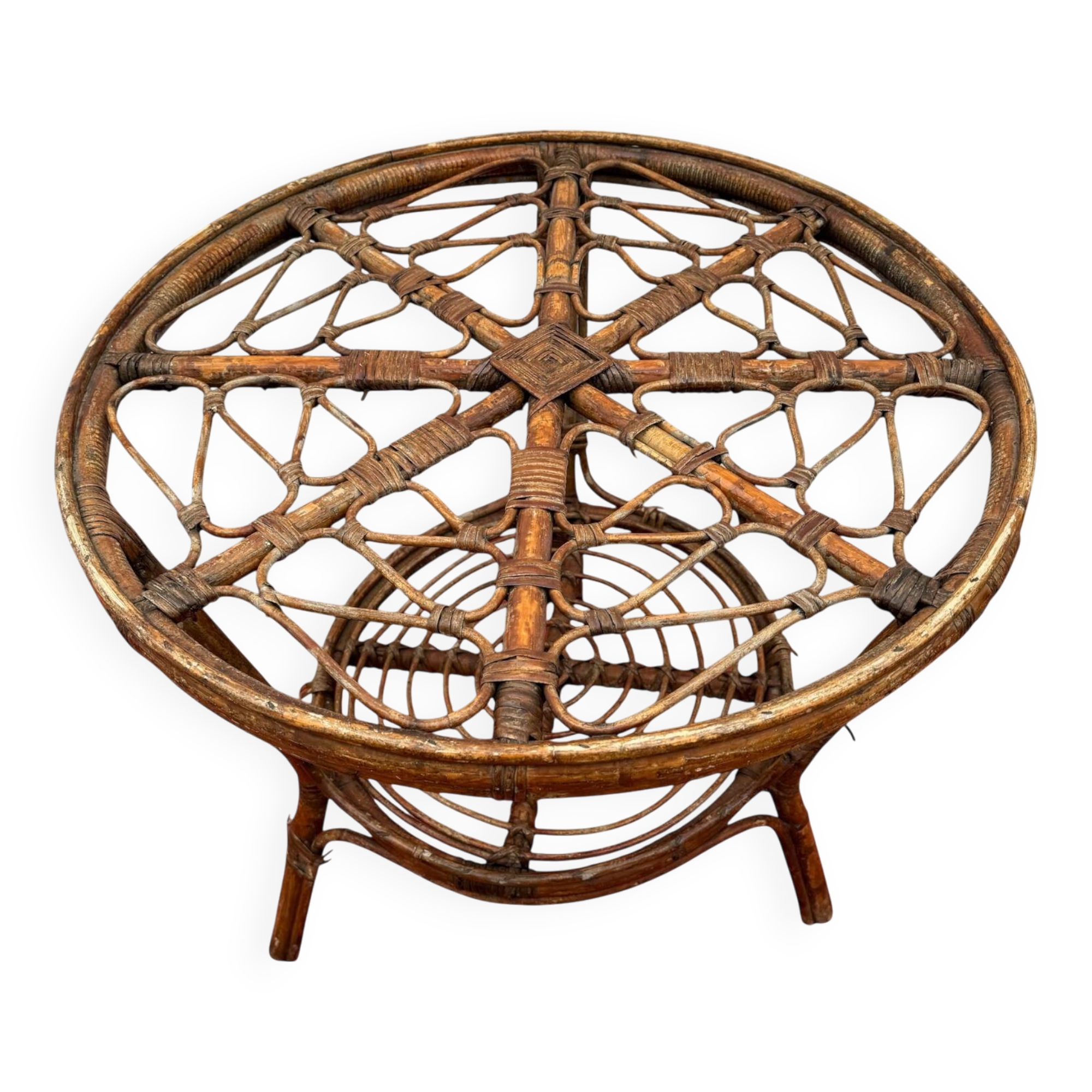 Rattan coffee table from the 50's Italy