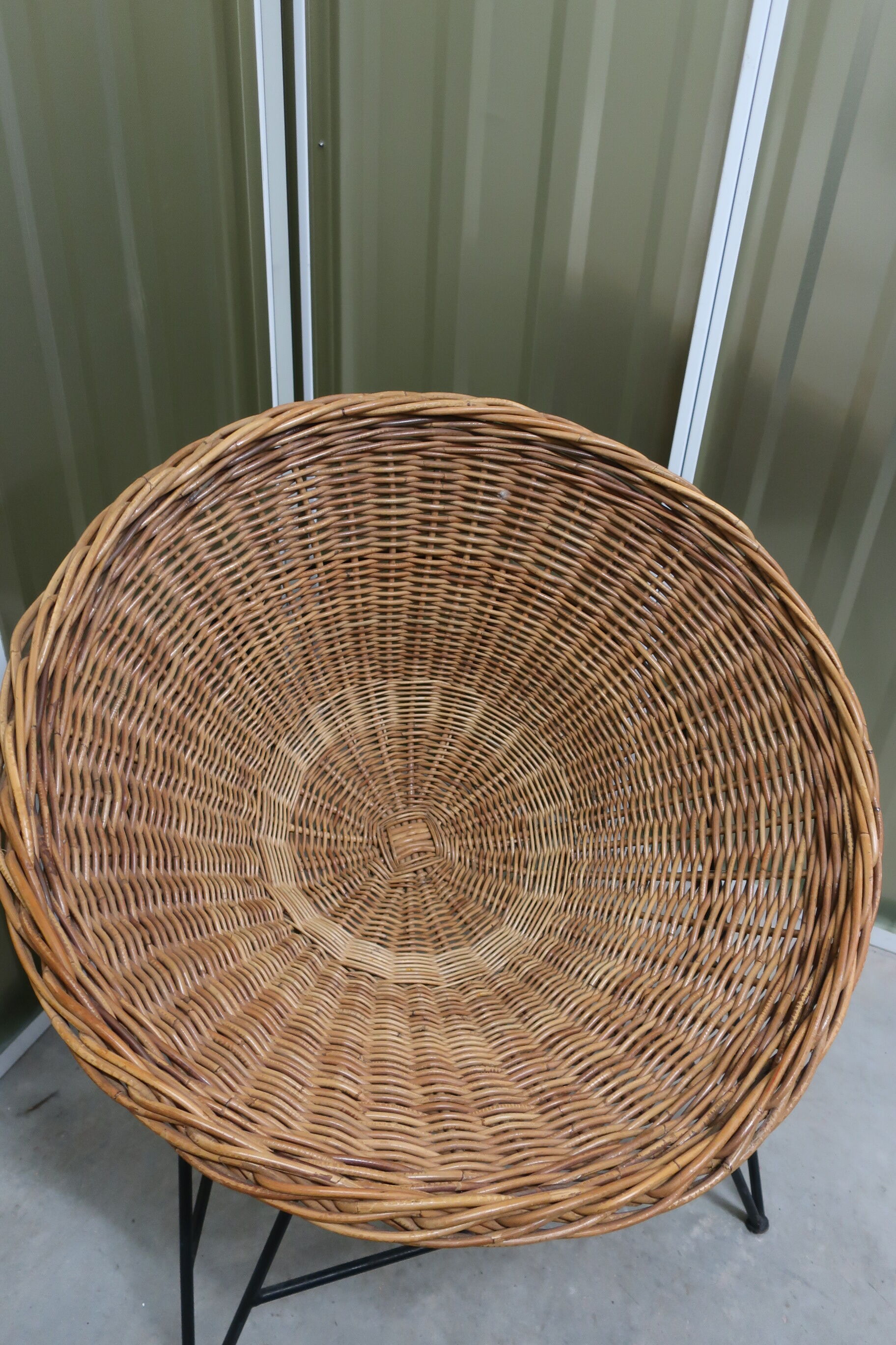 1960s rattan basket armchair
