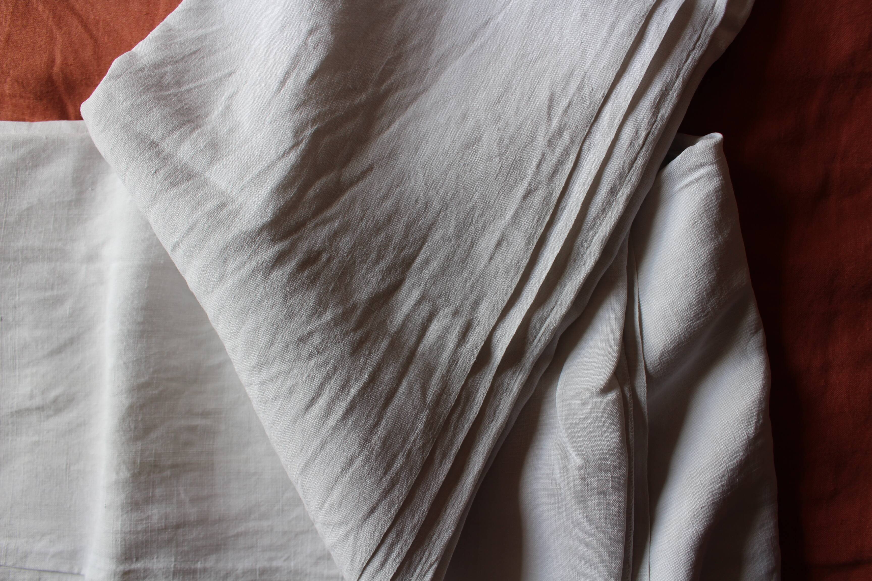 Antique linen sheet Floral monograms M R