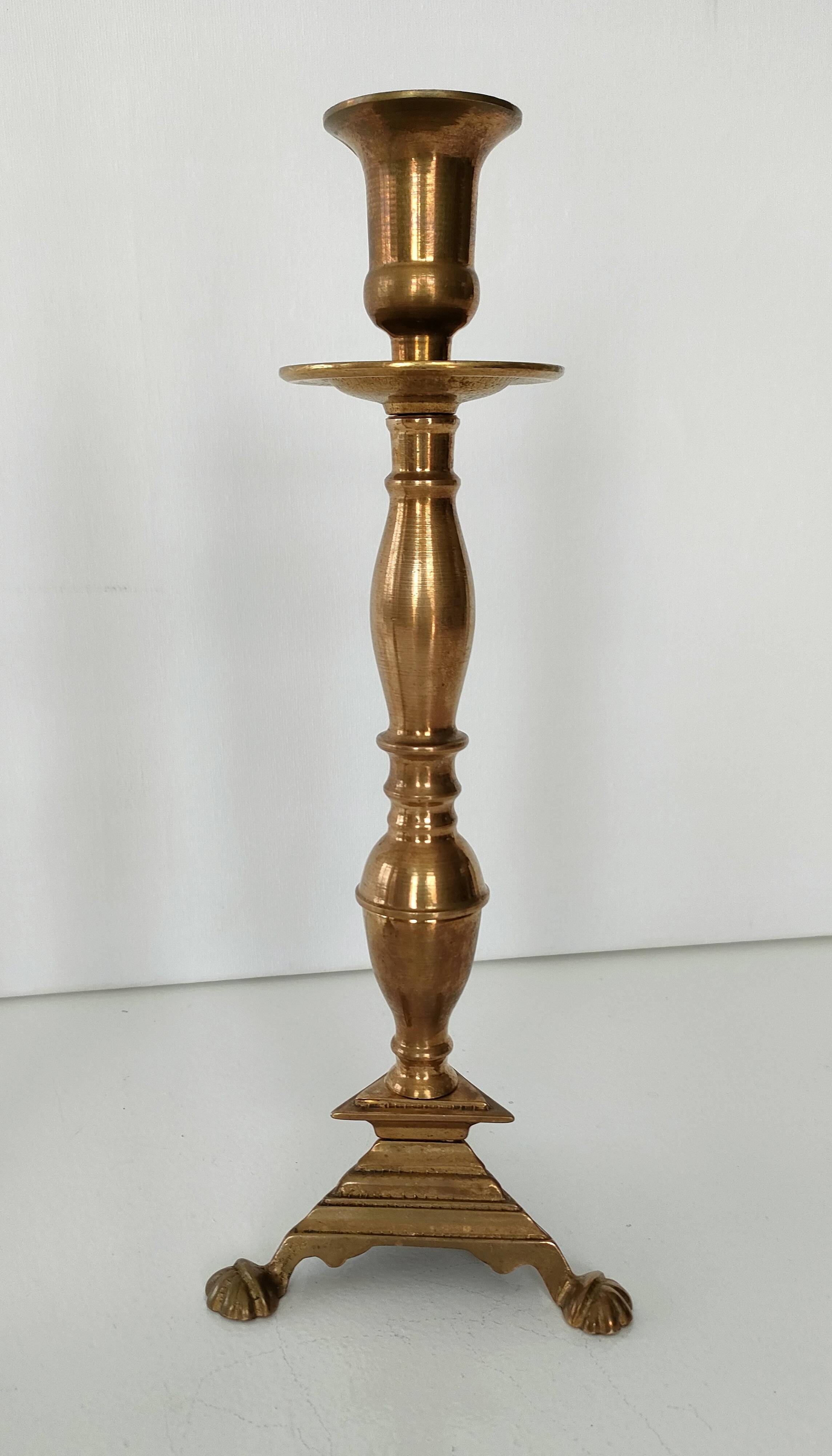 Pair of tripod candlesticks with lion's paws - Napoleon III - 19th century
