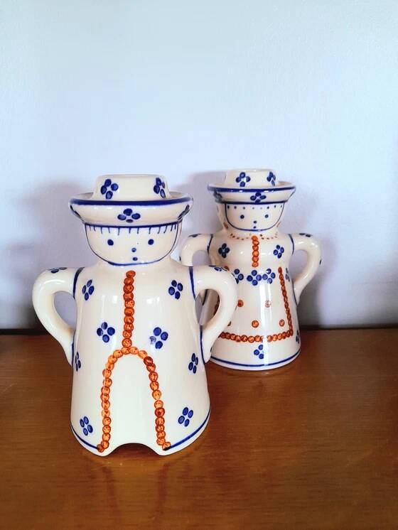 Pair of Polish ceramic candlesticks