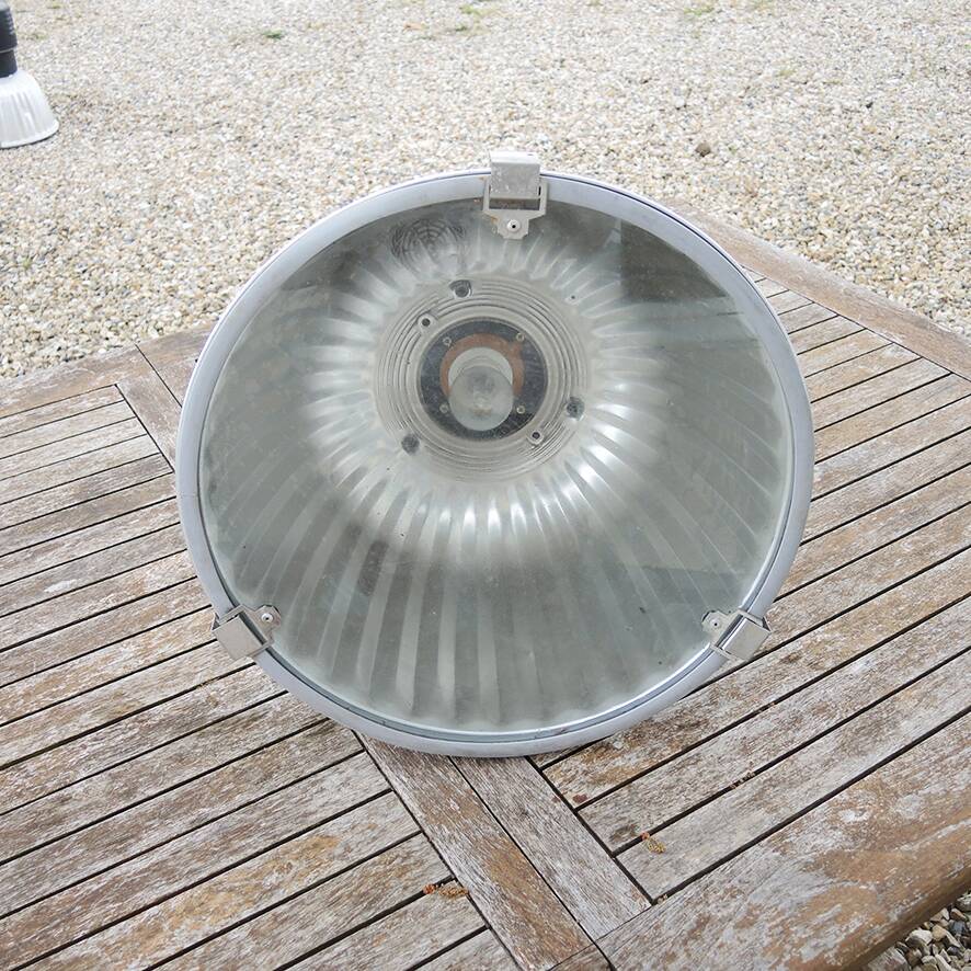 4 old metal workshop pendant lights