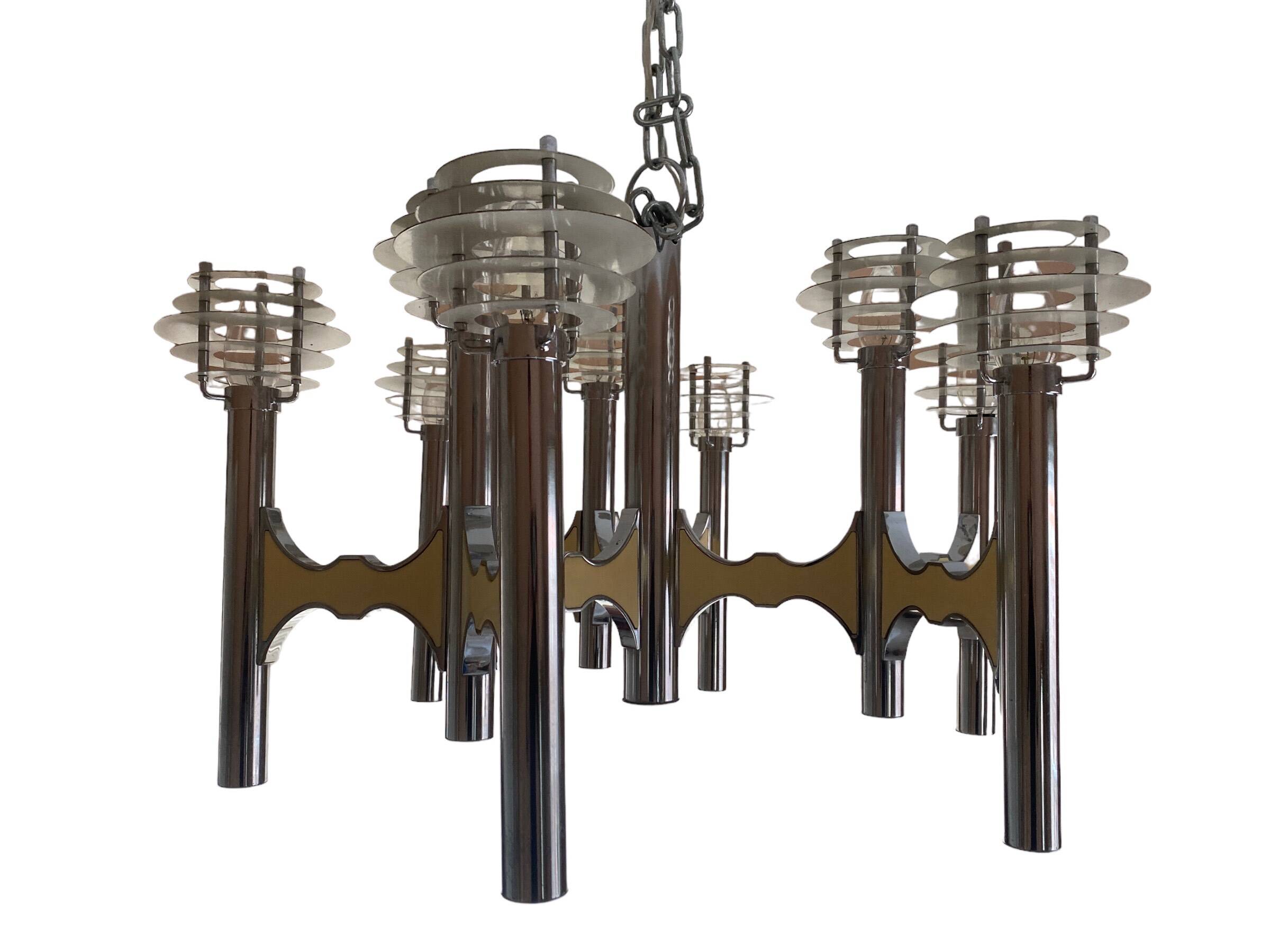 Vintage Italian 9-arms luchter Sciolari