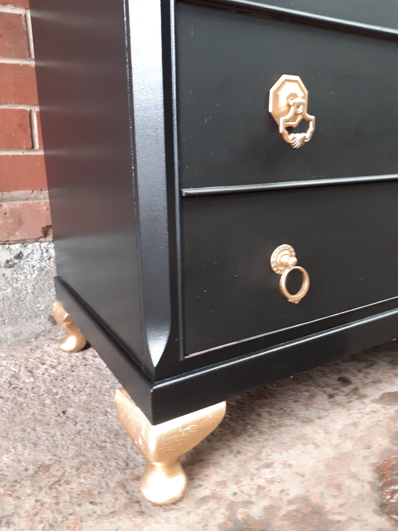 Black gold chest of drawers vintage furniture