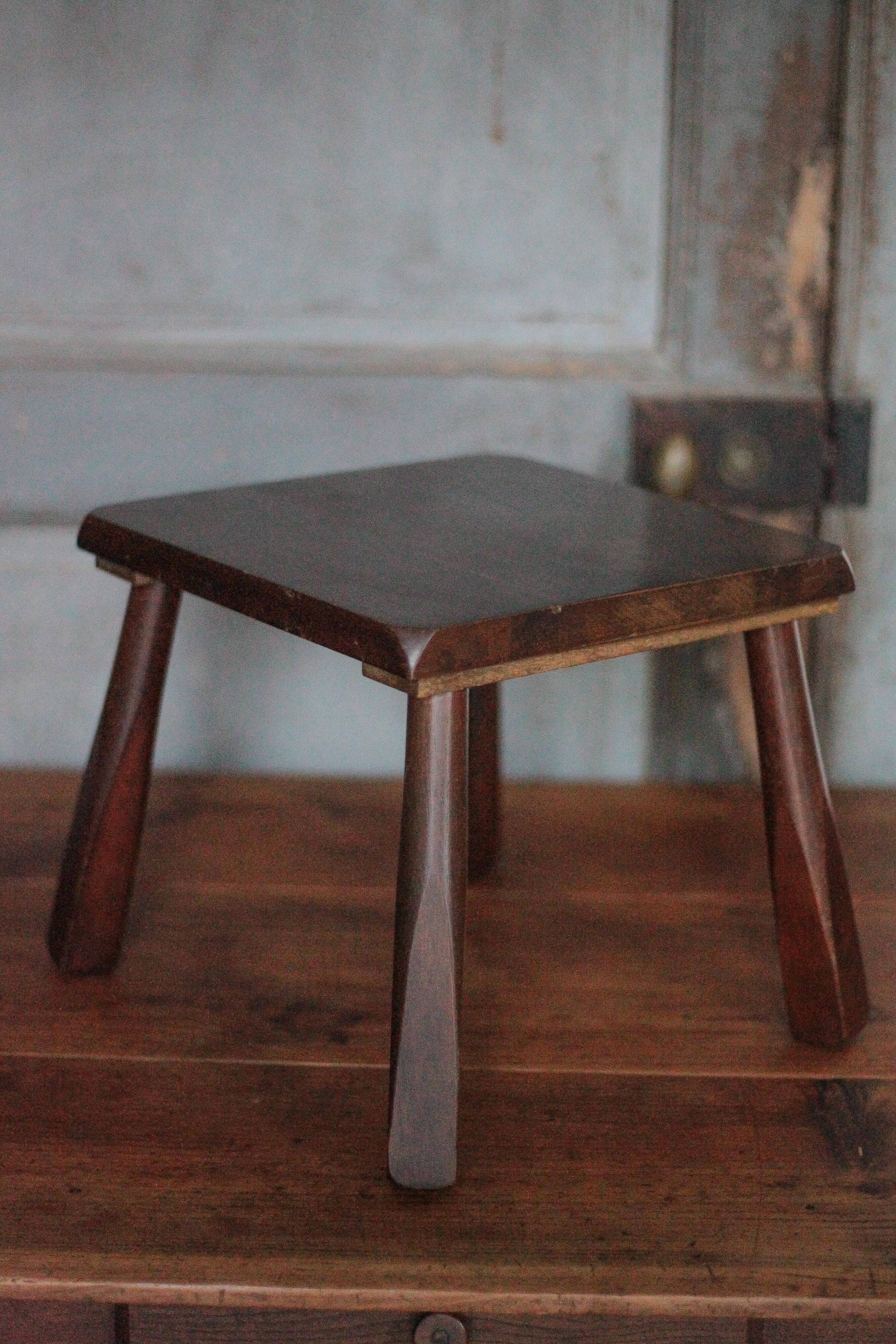 Brutalist wooden stool, vintage side stool, plant stand.