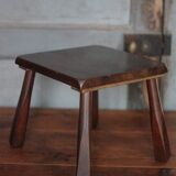 Brutalist wooden stool, vintage side stool, plant stand.