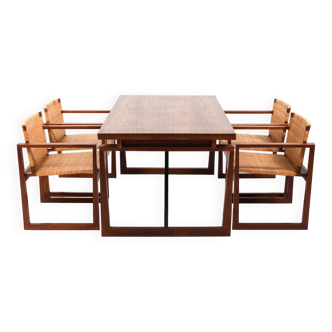 Rare Danish Teak and Cane Dining Set 1960s