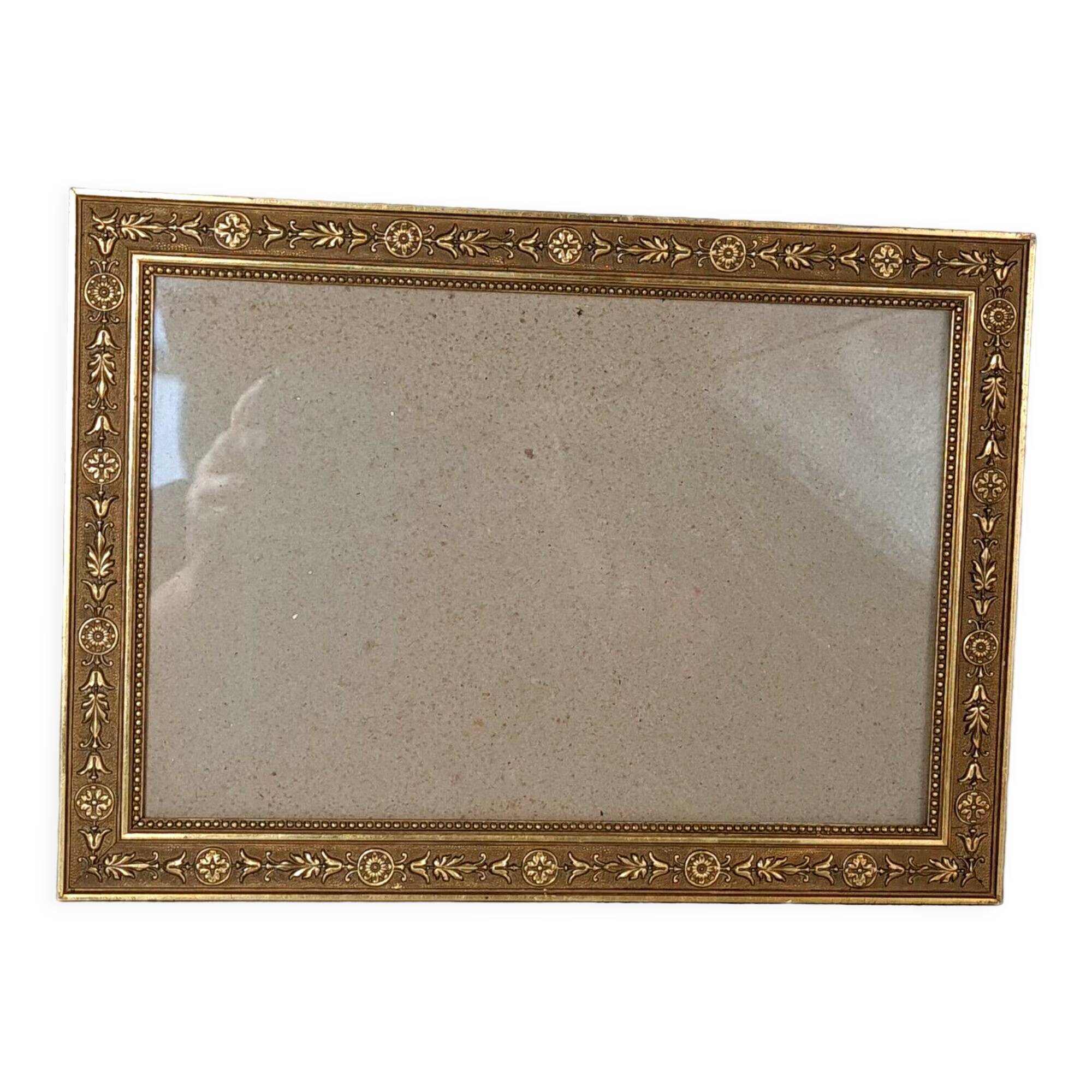 Old frame wood stucco gilding original 31x21 foliage 27x18 cm + glass sb
