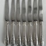 Service à couteaux, Charles Christofle, métal argenté, Art Nouveau, décor végétal, fromage, grands