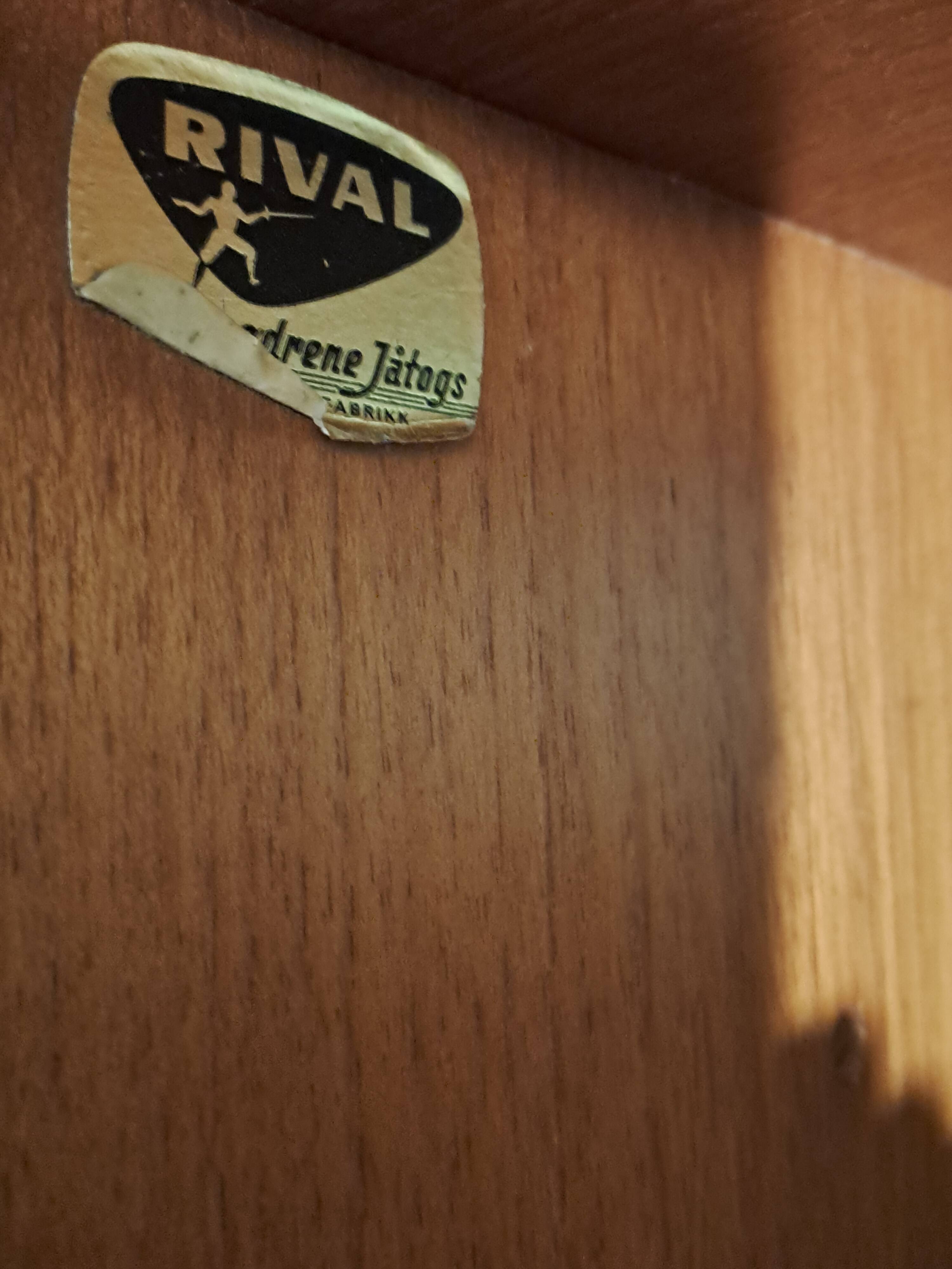 Teak wall secretary RIVAL, Vintage Scandinavian 1960s