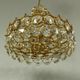 1970s Palwa Chandelier, gold plate and faceted crystals