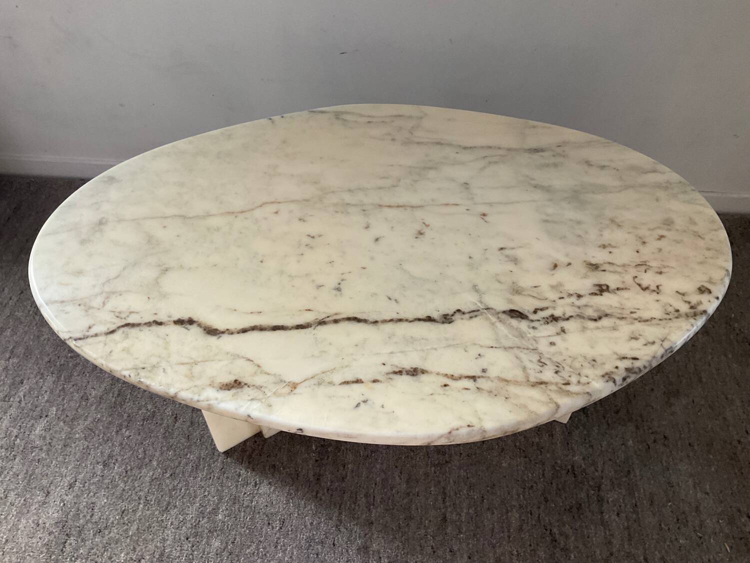 Vintage Carrara marble coffee table