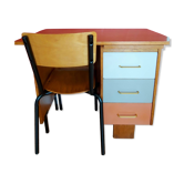 Bureau vintage restauré et chaise assortie