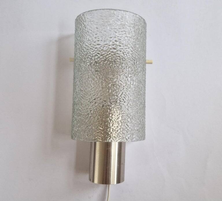 Midcentury Glass and Chrome Wall Lamp, Germany, 1970s