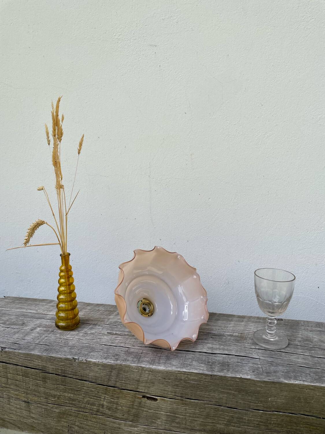 Opaline powder pink glass pendant light