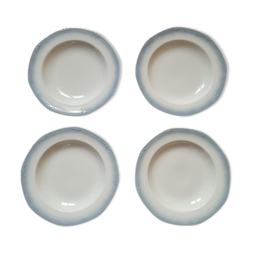 4 anciennes assiettes creuses Bavaria modèle Sissi bleu