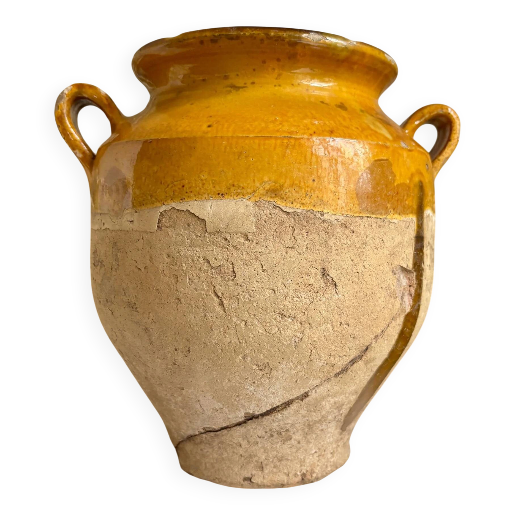 Grease pot, glazed ochre ceramic jar no. 3 - 18th century