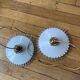 Old pairs of vintage white opaline pendant lights