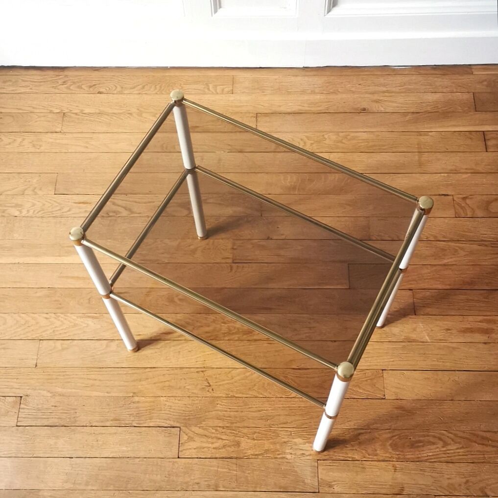 Side table in metal and glass, 1970
