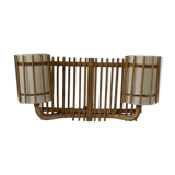 Double vintage wall light in rattan, France, 1950.