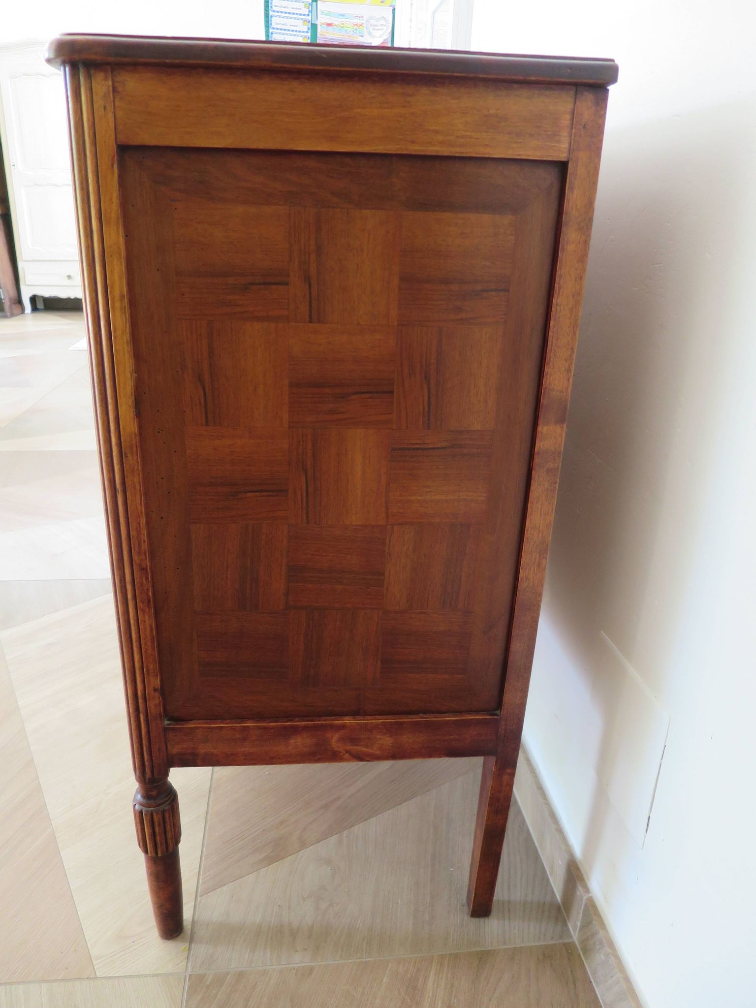 Art Deco chest of drawers - 4 drawers - locks - checkered wood veneer top - 50s