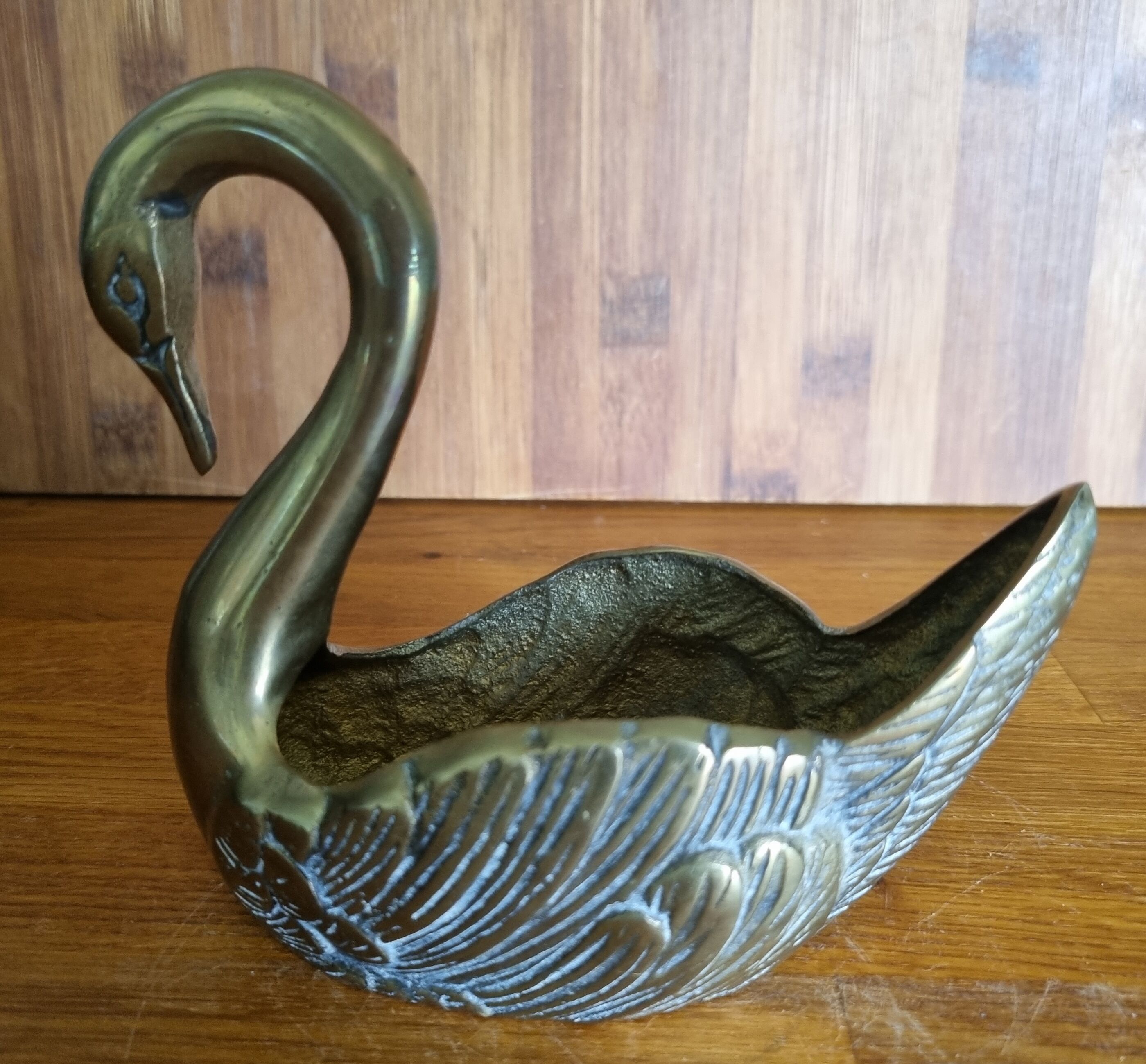 Vide-poches vintage cygne en laiton