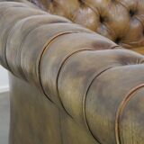 2.5 seater leather chesterfield sofa in a moss green color