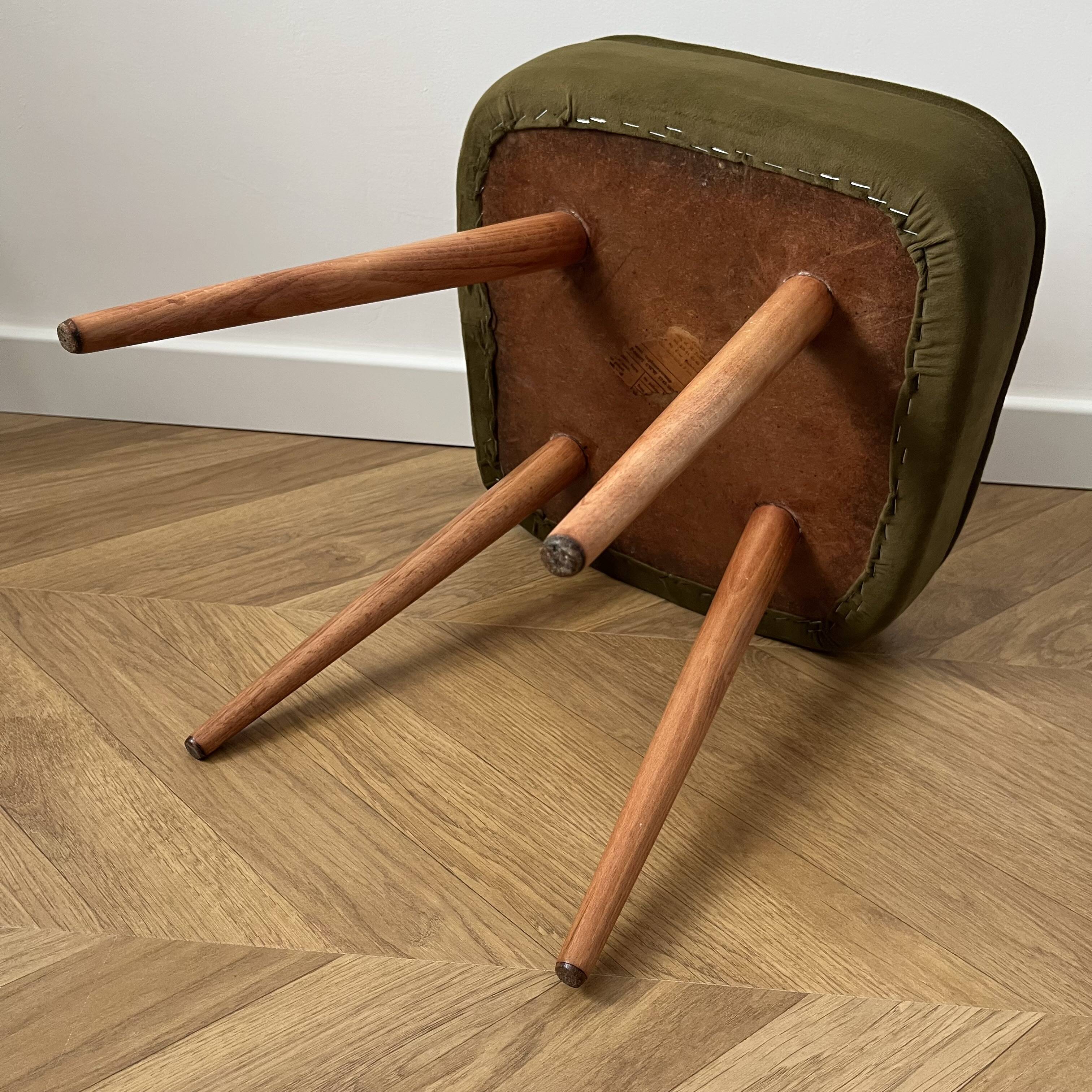 Vintage Velvet Footstool in Green