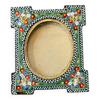 Cadre photo en micro mosaïque ancienne italienne XIXe