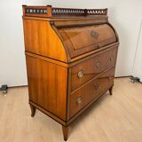 Biedermeier Roll-Top Desk in Cherry Veneer and Brass, 1820