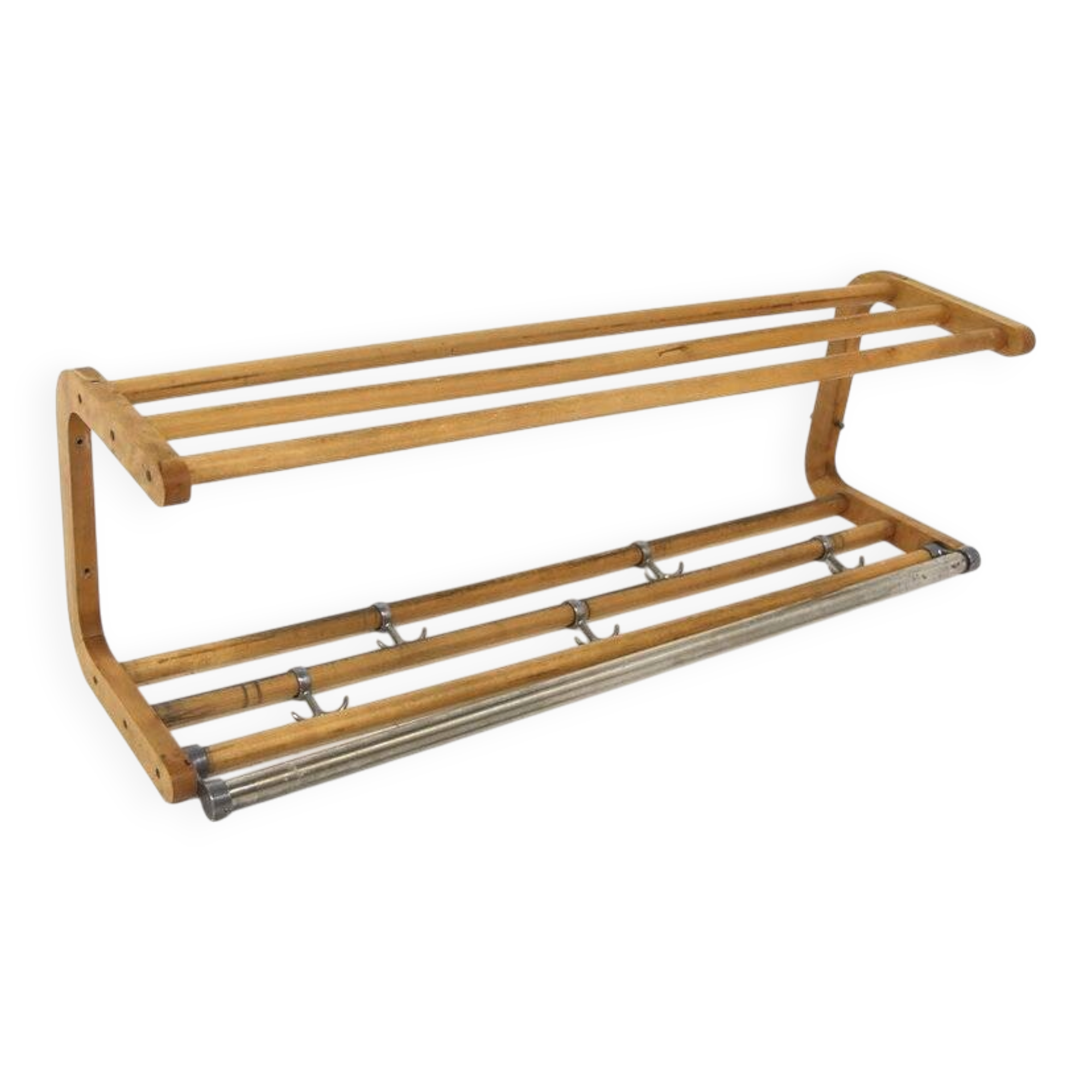 Scandinavian beech coat rack, Sweden, 1950