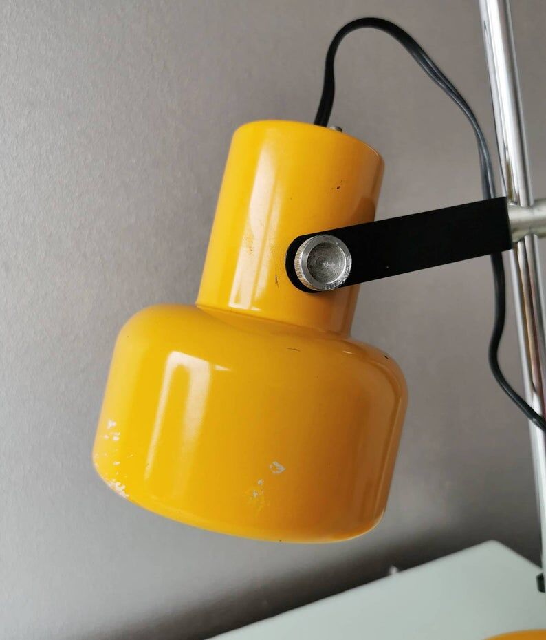 Vintage yellow metal desk lamp 70s