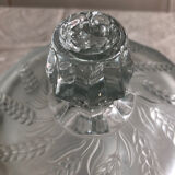 Old candy box in cut and chiseled smoked glass with ART DECO ears of wheat decorations