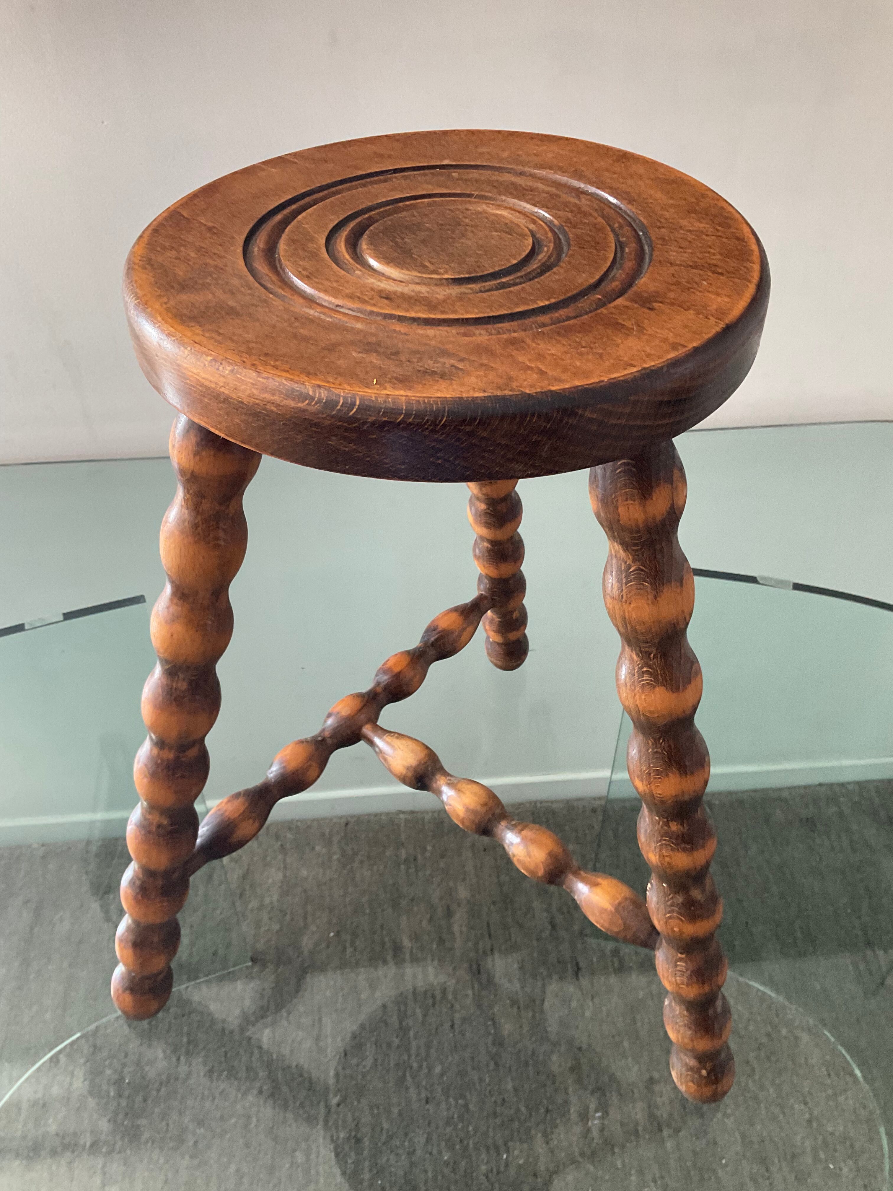 Vintage wooden tripod stool