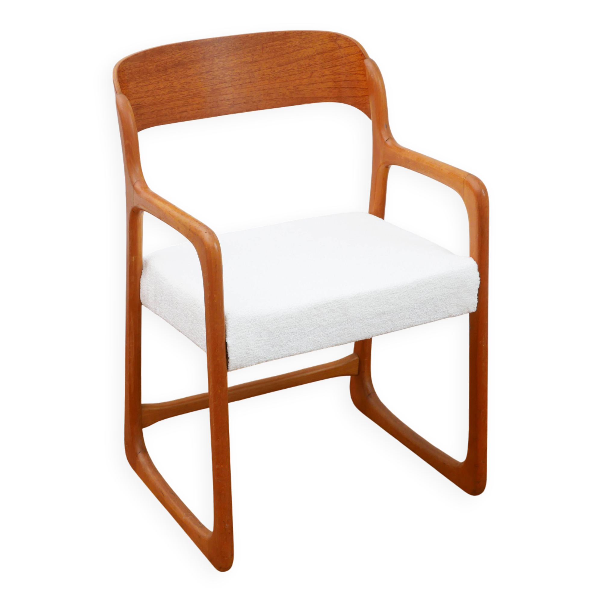 Baumann Sleigh Armchair - Restored - Fabric, foam & straps: new