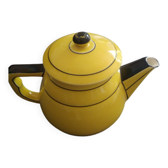 Yellow black teapot, art deco style, vintage