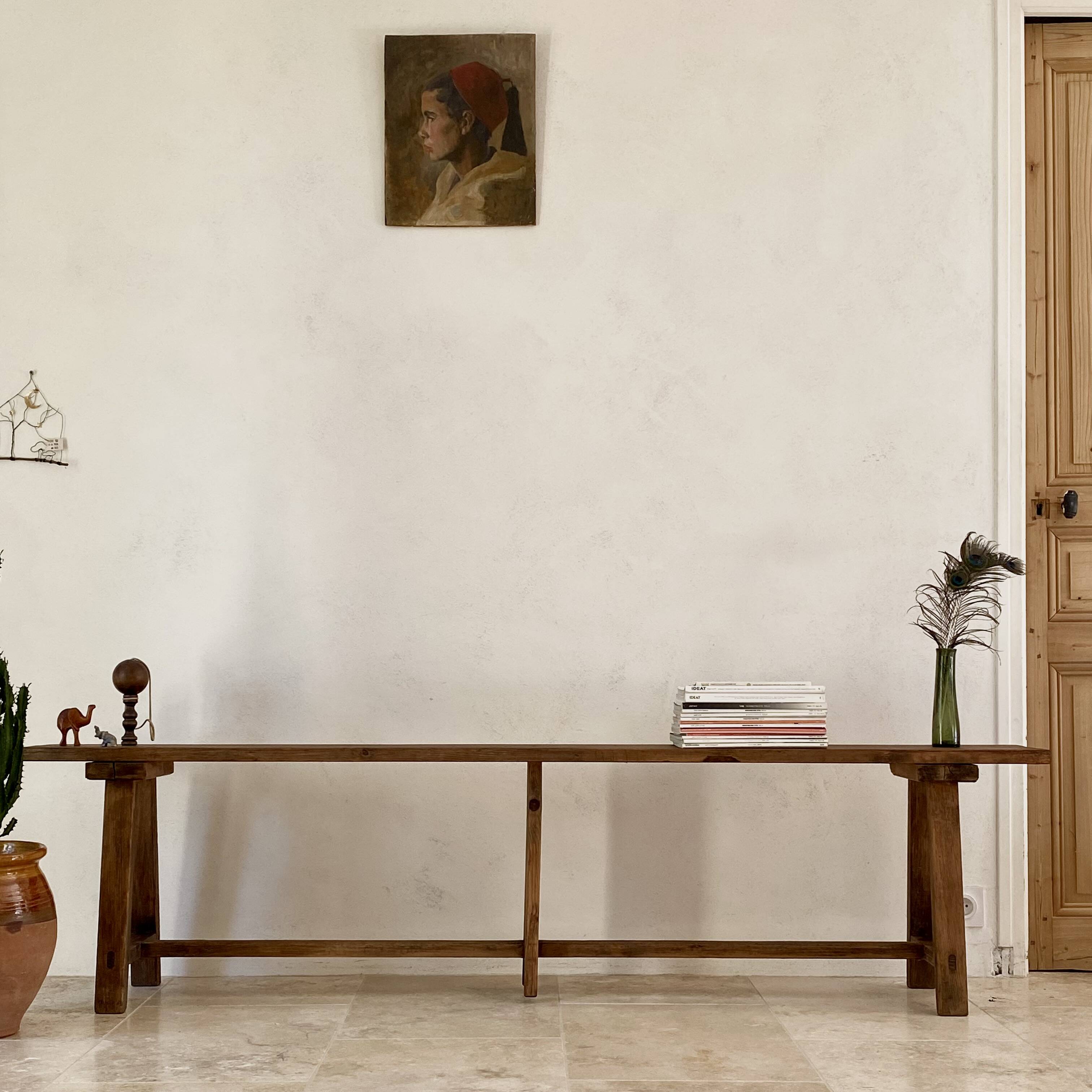 Antique farmhouse bench in solid wood – 19th century