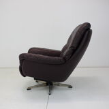 Large scandinavian adjustable leather armchair by peem, 1970s, finland