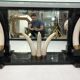 Versailles collection elephant faux tusk ebony console table mirror glass 1970s